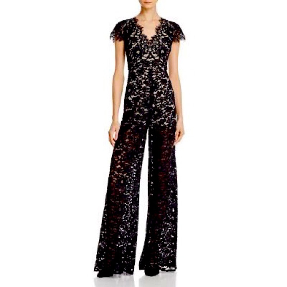 Alice + Olivia Black Lace Jumpsuit Sz 2
